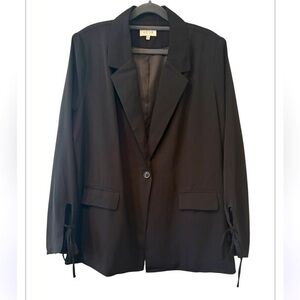ACOA. Black Single Button Classic Woman’s CareerCasual Elevated Tie Cuff Size L